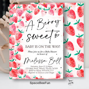 Aardbei Baby shower uitnodiging Berry Sweet Baby