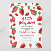 Aardbei Baby shower uitnodiging | Zoet bessen (Voorkant / Achterkant)