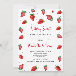 Aardbei Baby shower uitnodiging | Zoet bessen