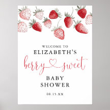 Aardbei Baby Shower Welkom Bord