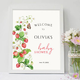 Aardbei Baby shower Welkom Poster