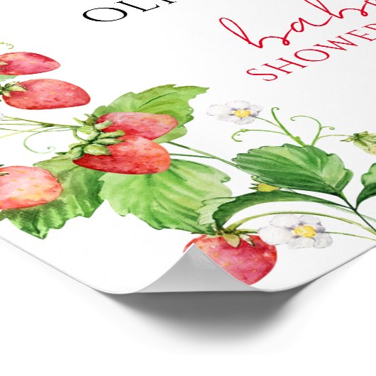 Aardbei Baby shower Welkom Poster (Hoek)