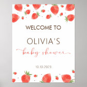 Aardbei Baby shower Welkomstteken Poster (Voorkant)
