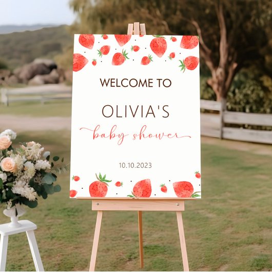 Aardbei Baby shower Welkomstteken Poster