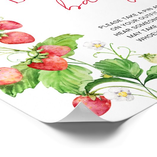 Aardbei Baby shower zeg niet baby Poster (Hoek)