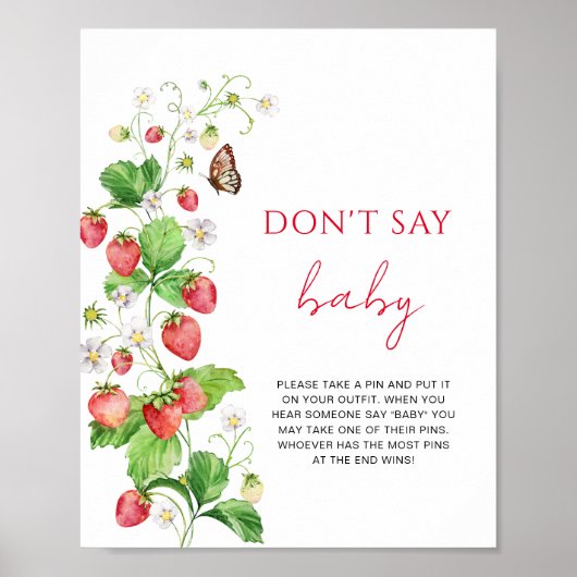 Aardbei Baby shower zeg niet baby Poster (Voorkant)