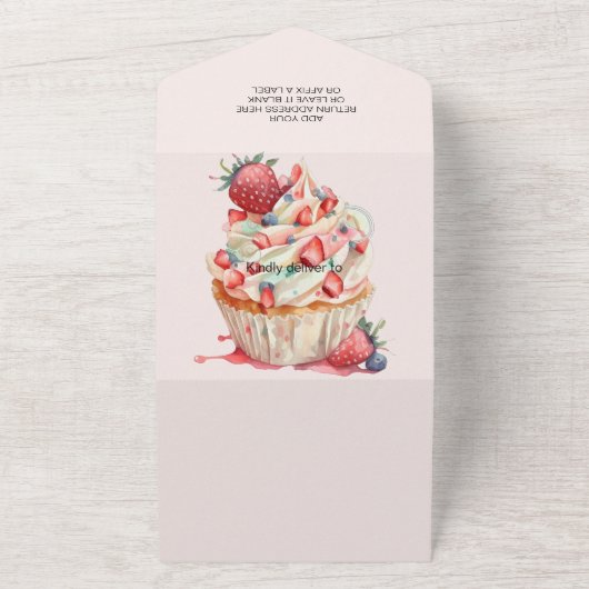 Aardbei Baby shower | Zoet bessen All In One Uitnodiging (Buitenkant)