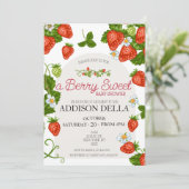 Aardbei Baby shower | Zoet bessen Kaart (Staand voorkant)