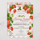 Aardbei Baby shower | Zoet bessen Kaart (Voorkant / Achterkant)