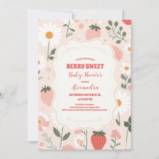 Aardbei Baby shower | Zoet bessen Kaart (Voorkant)
