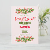 Aardbei Baby shower | Zoet bessen Kaart (Staand voorkant)