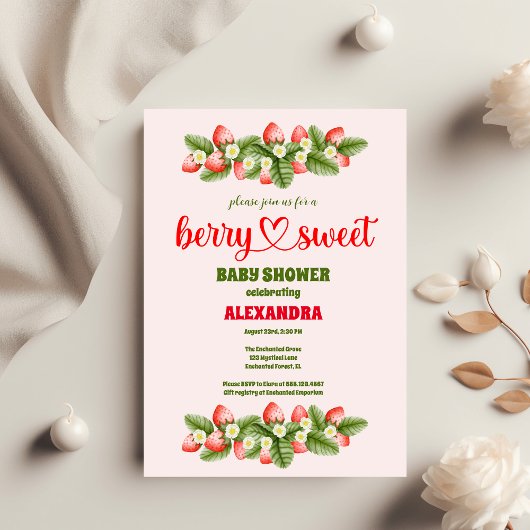 Aardbei Baby shower | Zoet bessen Kaart