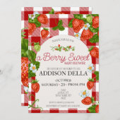 Aardbei Baby shower | Zoet bessen Kaart (Voorkant / Achterkant)