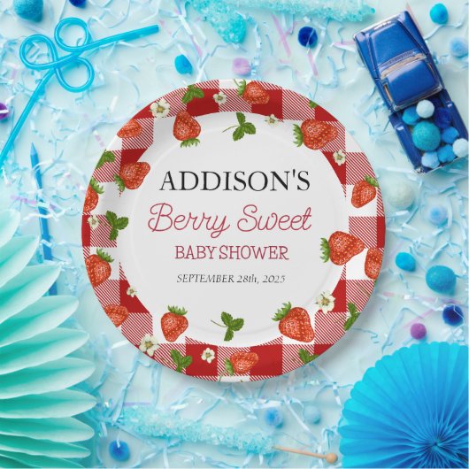 Aardbei Baby shower | Zoet bessen Papieren Bordje (Feest)