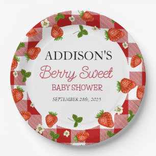 Aardbei Baby shower   Zoet bessen Papieren Bordje