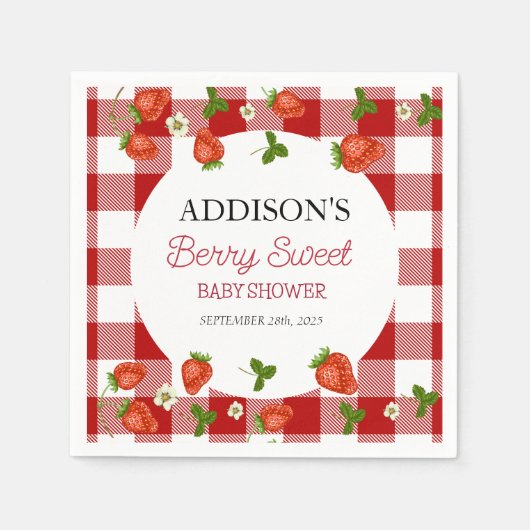 Aardbei Baby shower | Zoet bessen Servet (Voorkant)
