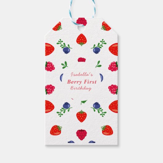 Aardbei baby shower zoete verrassing cadeaulabel (Voorkant)