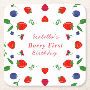 Aardbei baby shower zoete verrassing kartonnen onderzetters