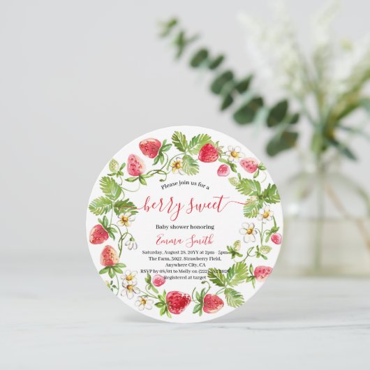 Aardbei Baby Shower Zomer Bes Zoet  Kaart (Staand voorkant)