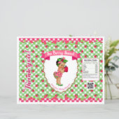 Aardbei Baby Thema Groen Roze Gingham Chip Bag (Staand voorkant)