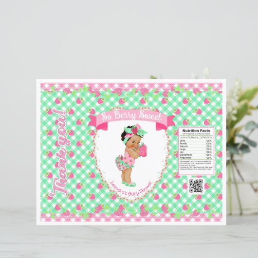 Aardbei Baby thema Mint & Roze Gingham Chip tas (Staand voorkant)