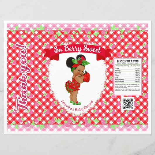 Aardbei Baby Thema Rode Gingham Chipzak (Voorkant)