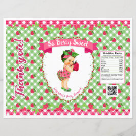 Aardbei Baby Thema Roze Groen Gingham Chip Zak