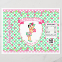 Aardbei Baby Thema Roze & Mint Gingham Chip Zak
