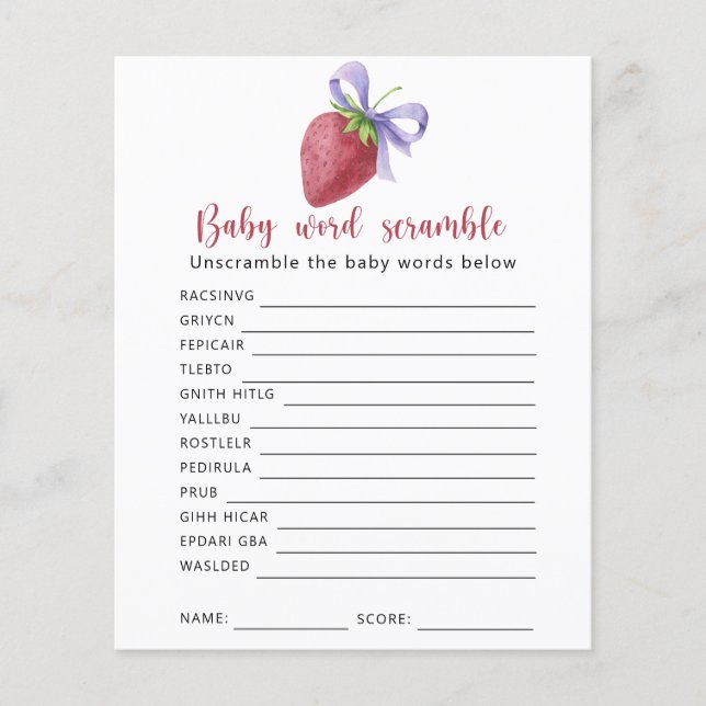 Aardbei - Baby Word Scramble Game (Voorkant)