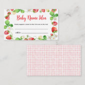 Aardbei Babynamen Idee Spel Ticket Informatiekaartje (Voorkant / Achterkant)