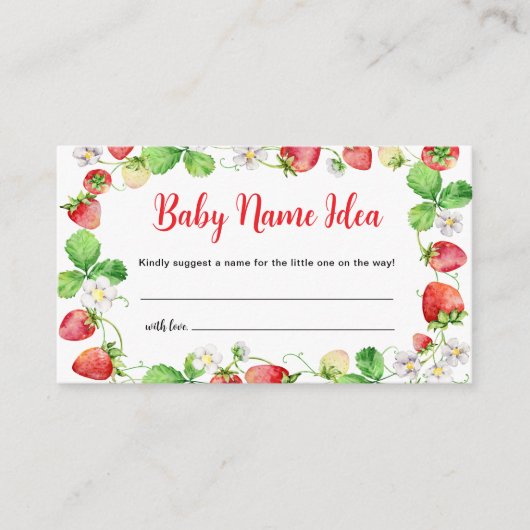 Aardbei Babynamen Idee Spel Ticket Informatiekaartje (Voorkant)