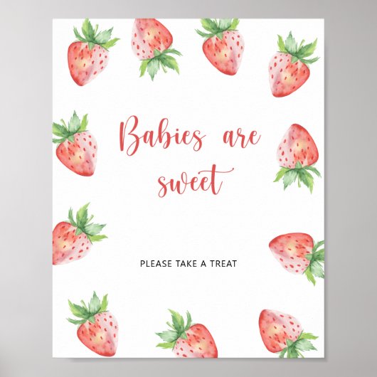 Aardbei - baby's zijn zoet poster (Voorkant)