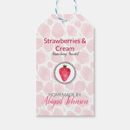 Aardbei Bad & Lichaam Etiket | Productlabel Cadeaulabel (Voorkant)