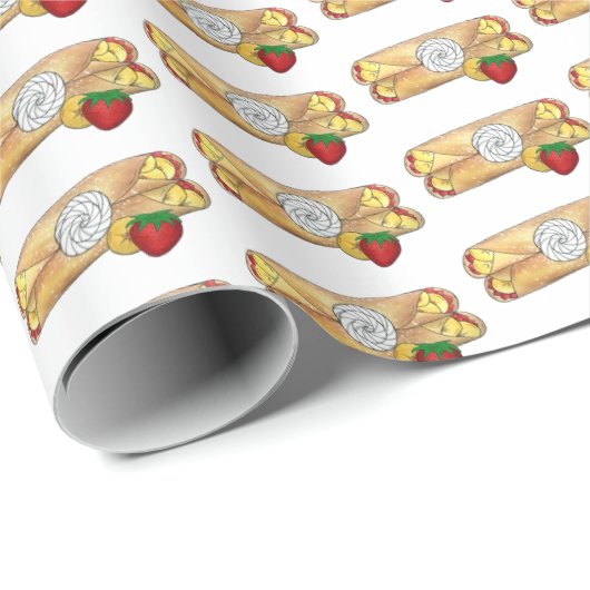 Aardbei Banana Crêpe Pancake Franse voedselkreefte Cadeaupapier (Rol Hoek)