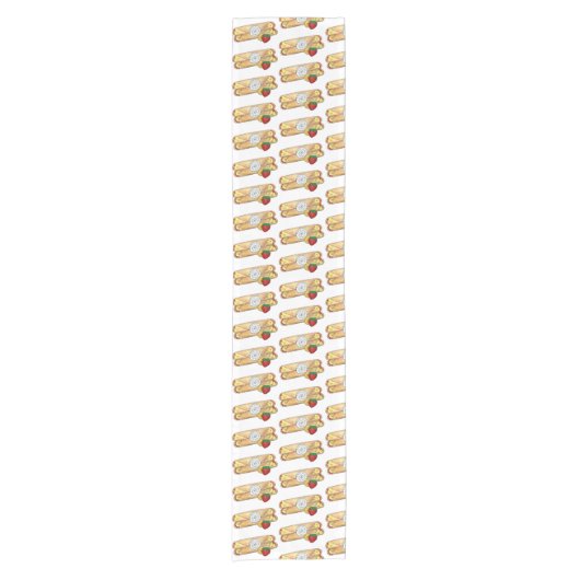 Aardbei Banana Crêpe Pancake Franse voedselkreefte Korte Tafelloper (Voorkant)