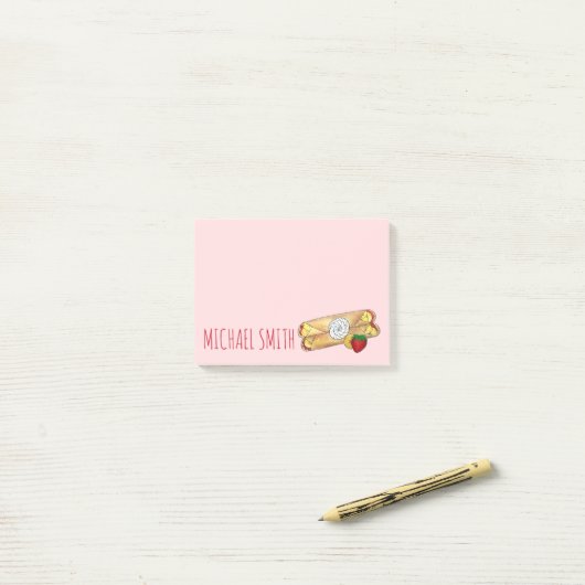Aardbei Banana Crêpe Pancake Franse voedselkreefte Post-it® Notes (Op bureau)