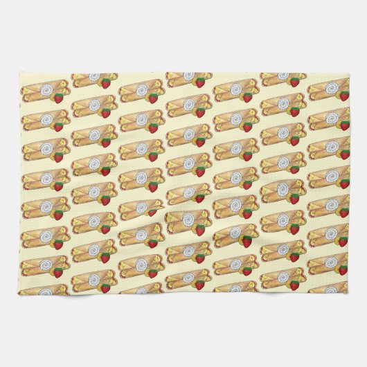 Aardbei Banana Crêpe Pancake Franse voedselkreefte Theedoek (Horizontaal)