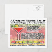 Aardbei Basil Martini Recept Briefkaart (Voorkant / Achterkant)