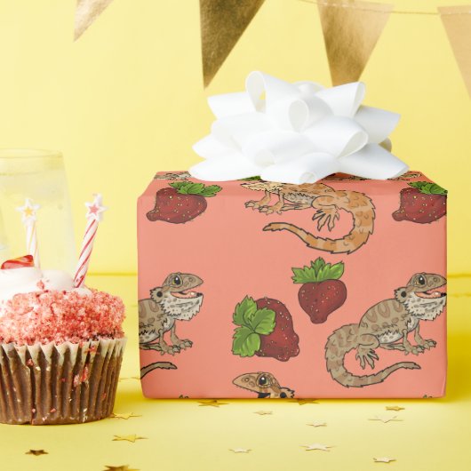 Aardbei Beardie Dragon "MINE" Cadeaupapier (Verjaardagsfeest)