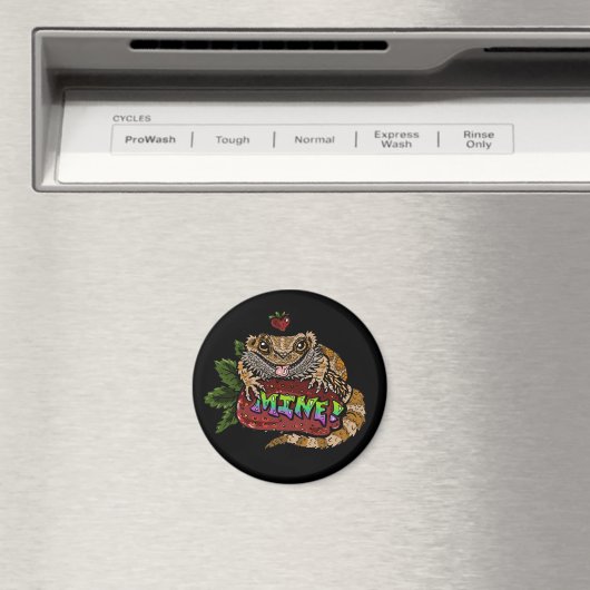 Aardbei Beardie Dragon "MINE" Magneet (Insitu (Vaatwasser))