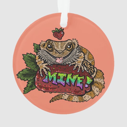 Aardbei Beardie Dragon "MINE" Ornament (achterkant)