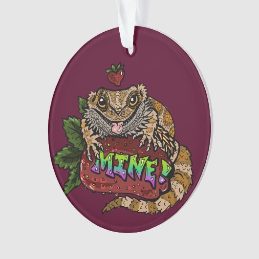 Aardbei Beardie Dragon "MINE" Ornament (voorkant)