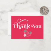 Aardbei bedankkaart – Berry eerste verjaardag R Notitiekaartje (Voorkant / Achterkant in situ)