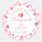 Aardbei Bedankt Berry Much voor het komen Ronde Sticker (Voorkant)