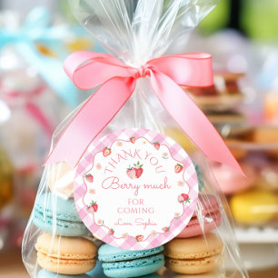 Aardbei Bedankt Berry Much voor het komen Ronde Sticker