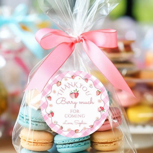 Aardbei Bedankt Berry Much voor het komen Ronde Sticker