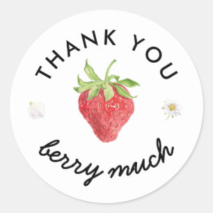 Aardbei Bedankt Veel Party Favor Ronde Sticker