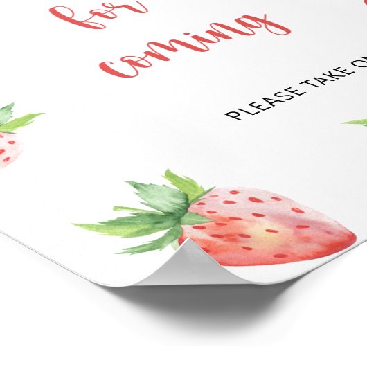 Aardbei \ Bedankt voor uw komst Poster (Hoek)