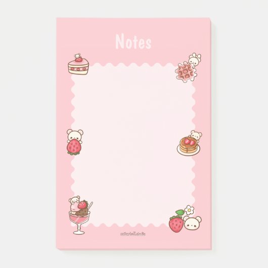 Aardbei Beer Notitieblok Desserts Roze Schattige K Post-it® Notes (Voorkant)