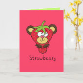 Aardbei Beer Schattige Kinder Wenskaart Kaart (Gele Bloem)